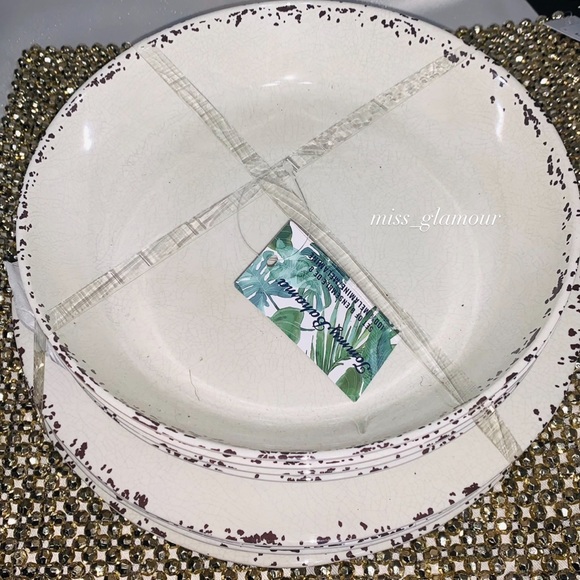 Tommy Bahama Dining X8 Tommy Bahama Cream Melamine Rustic Crackle